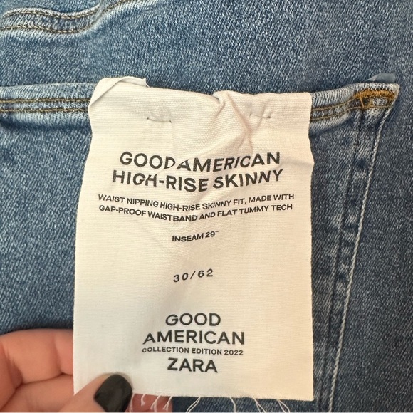 Good American X Zara High-Rise Skinny Jeans Size 30 Plus Denim Distressed NWT - Picture 10 of 13